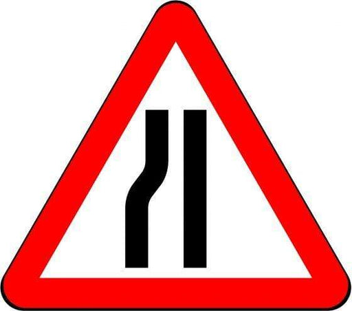 750mm Triangle - Road Narrows on Left Ahead - 517 - Rigid Plastic (4133045633058)