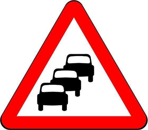 750mm Triangle - Traffic Queues Likely on Road Ahead - 584 - Rigid Plastic (4133059428386)