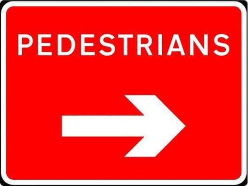 600x450mm Pedestrians with Arrow Right - 7018 - Rigid Plastic (4133240700962)