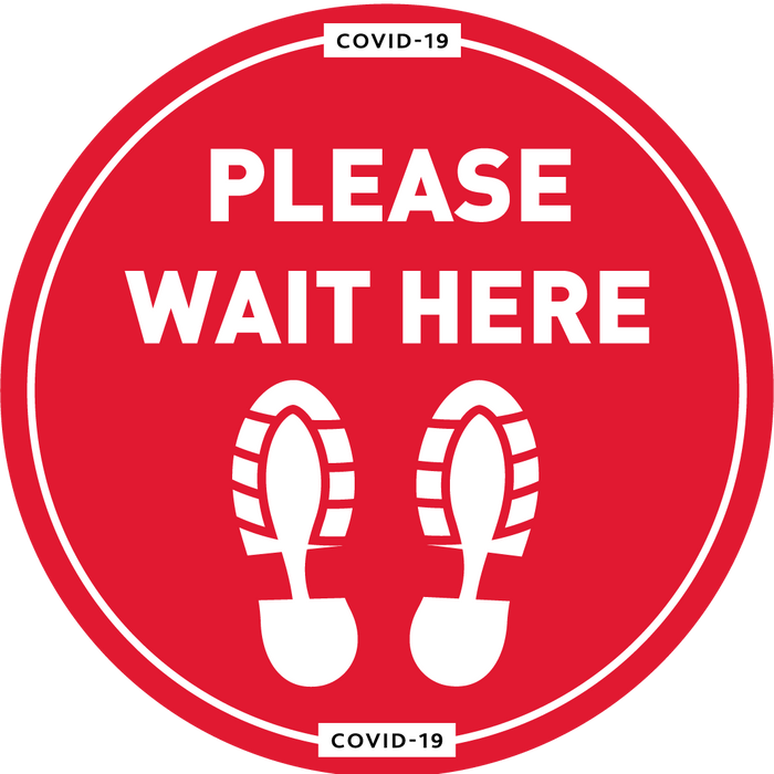 Please Wait Here Floor Vinyl - Protect Signs