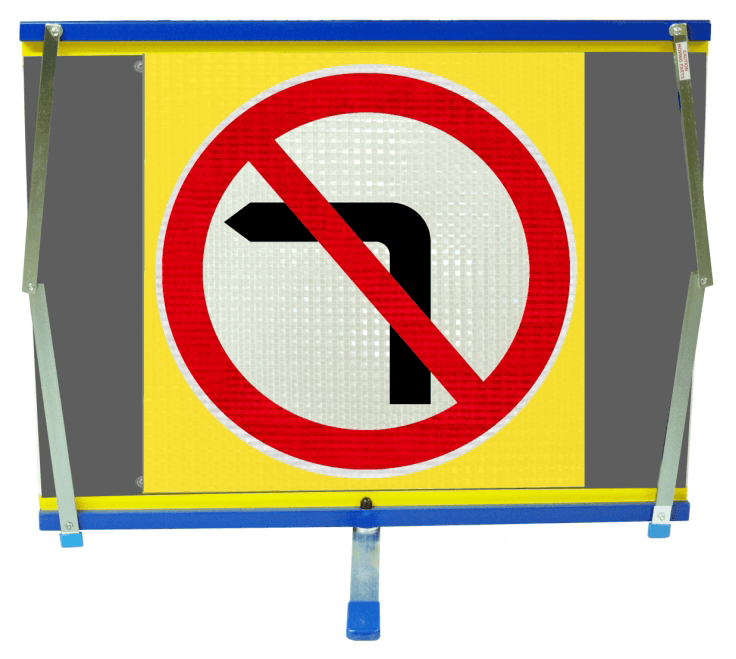 F2 Flexible Fold-Away Sign - No Left Turn - Protect Signs